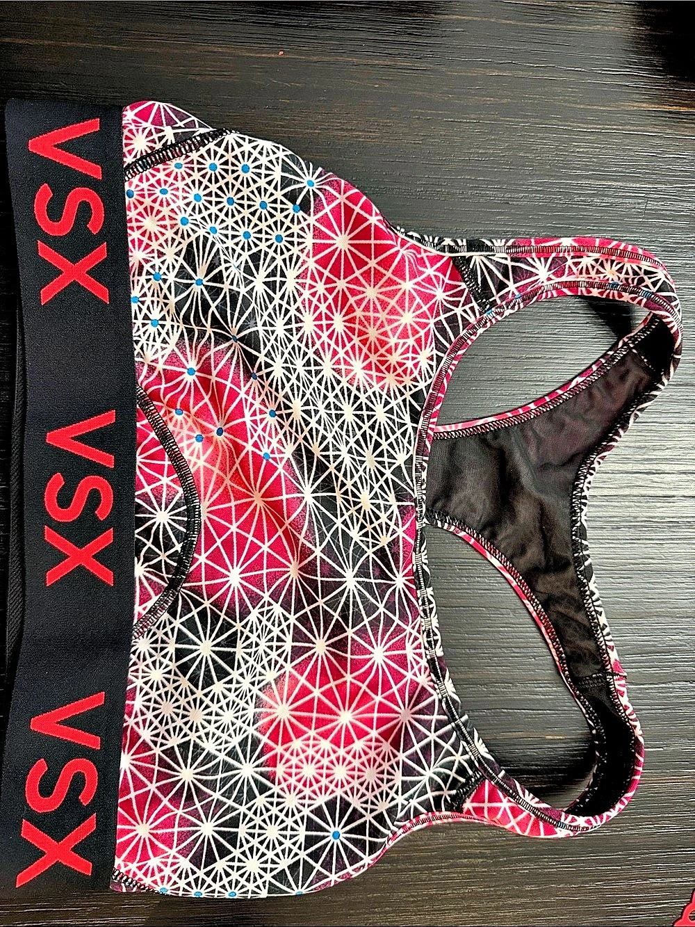 VSX Sport Geometric Sports Bra in Pink & Black Size Large Like New
